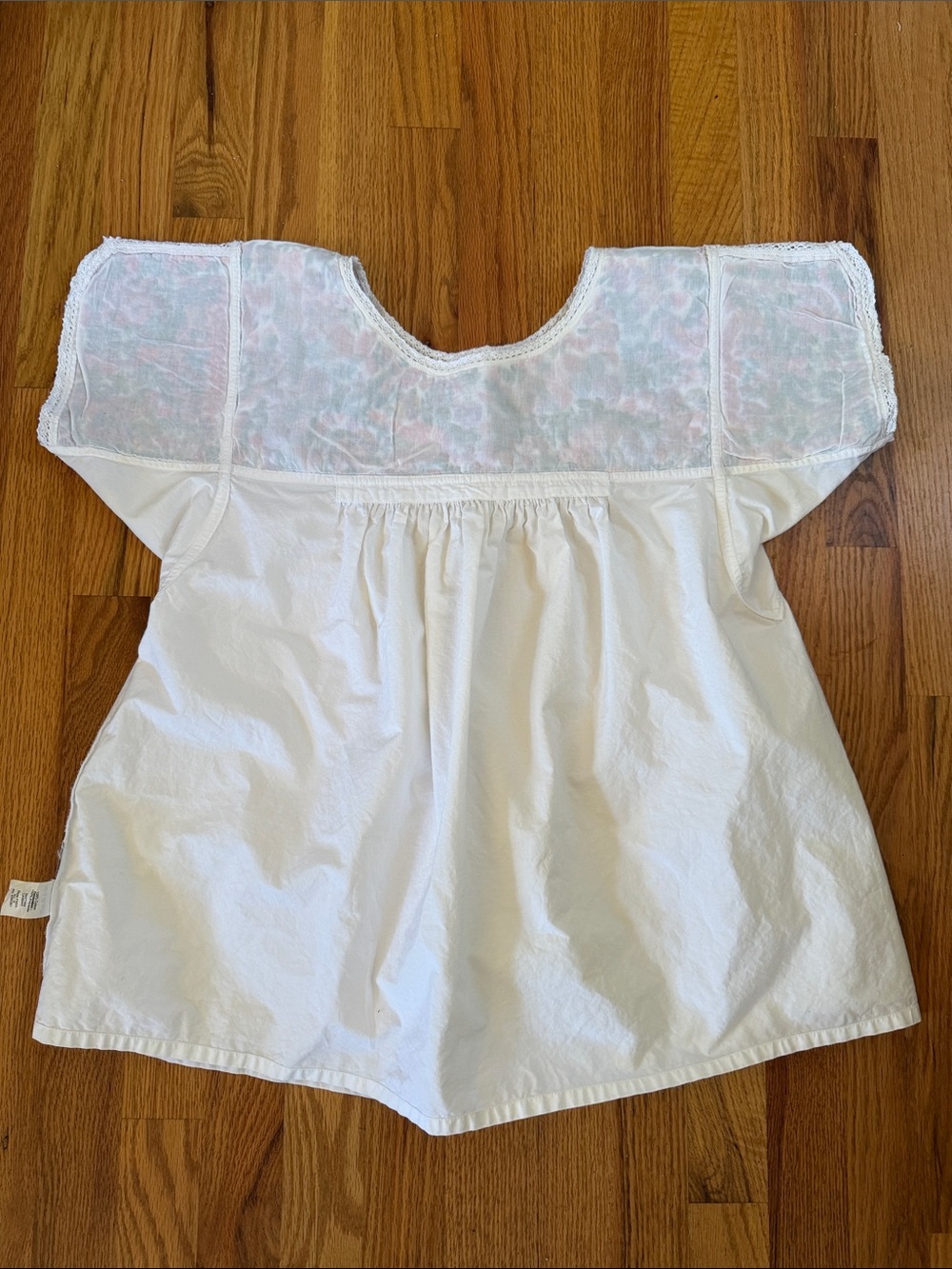 Madewell Embroidered White Mexican Peasant Blouse with Multicolor Floral Yoke M - Picture 10 of 10